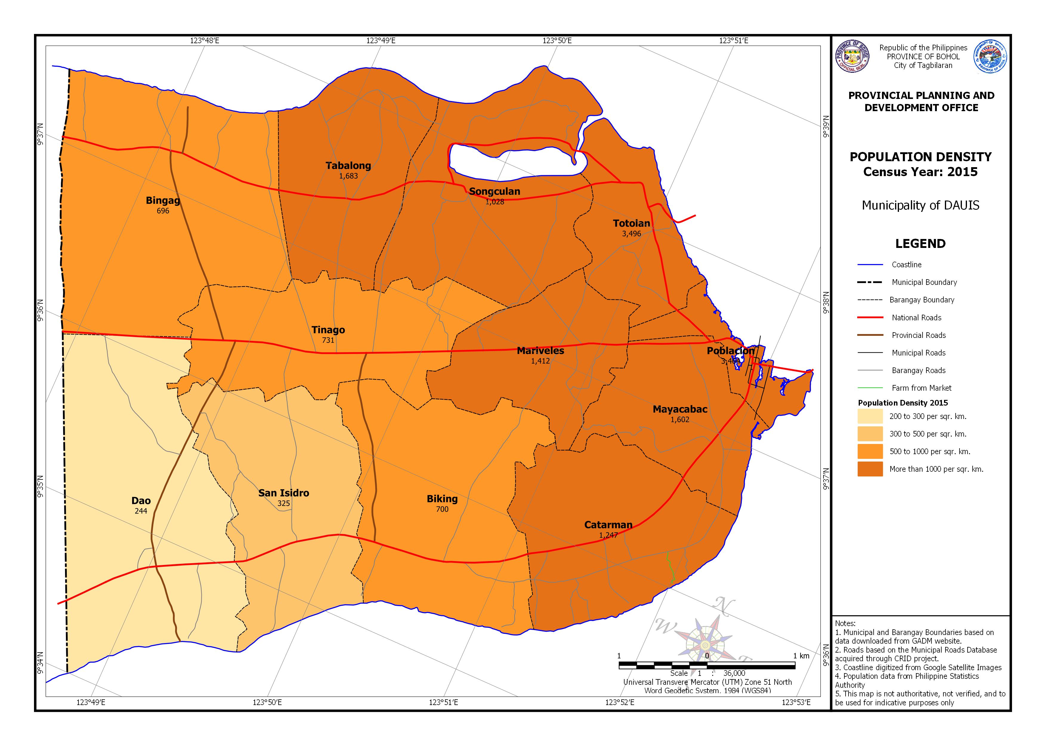 Population Density Census Year: 2015 Map